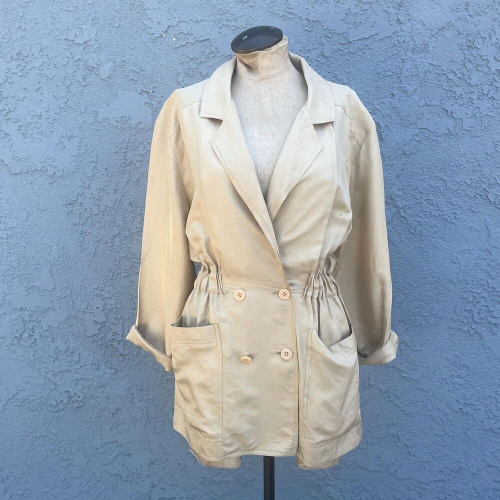 Silk Jacket Trench Blazer Womens size S/M b